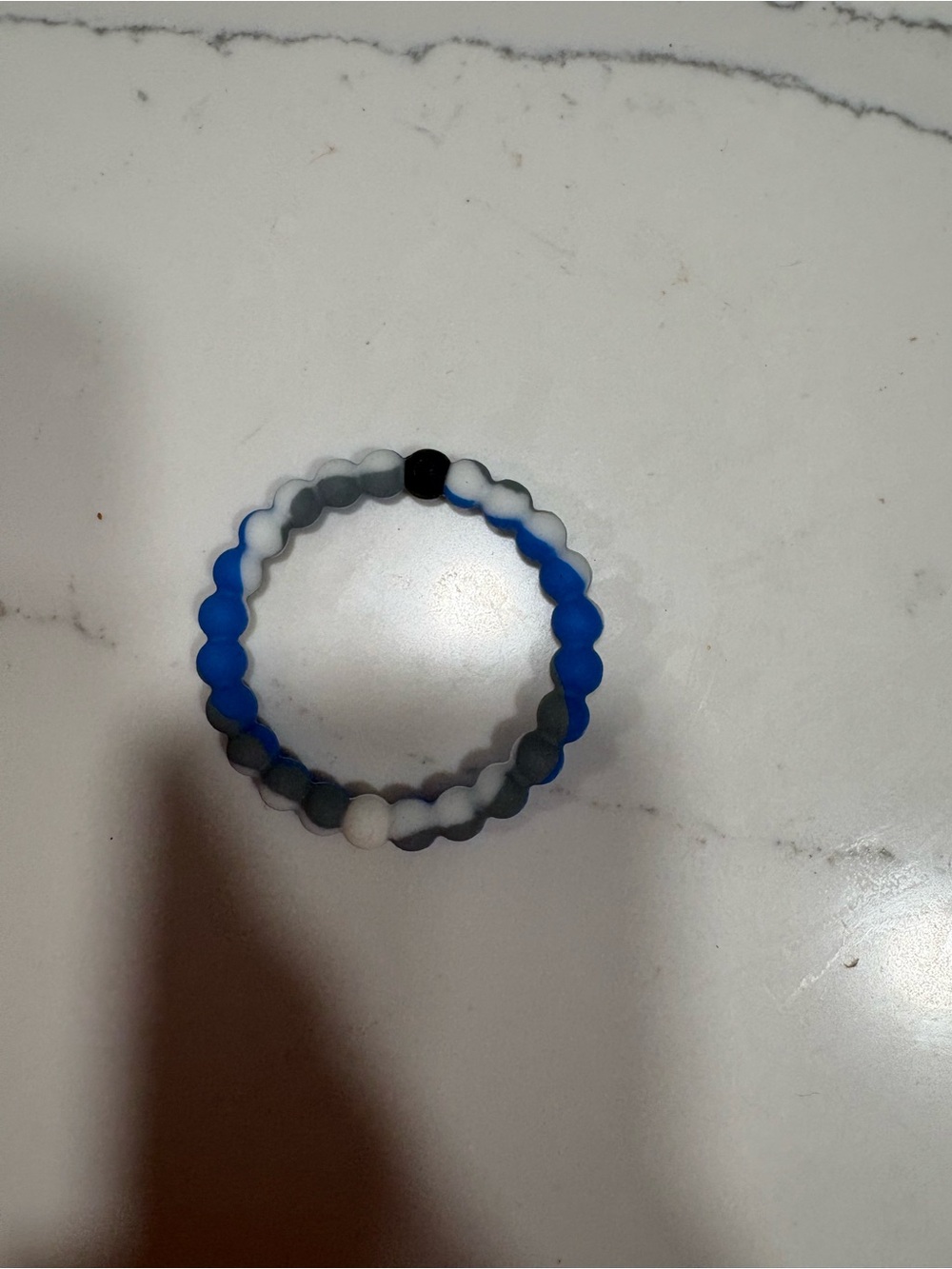 Lokai Blue and Gray Beaded Stretch Bracelet